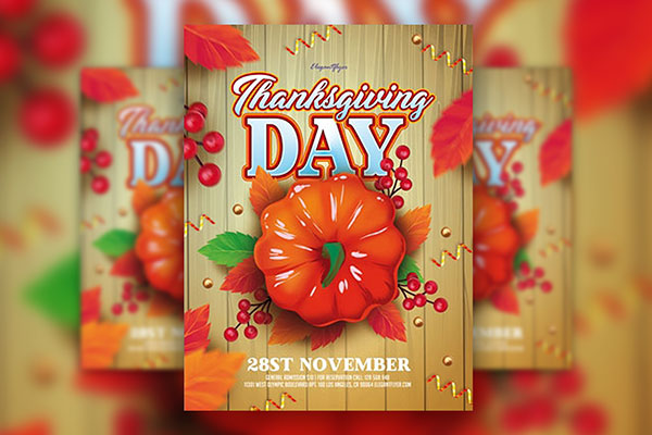 Playful Illustrated Thanksgiving Day Flyer Template FREE PSD