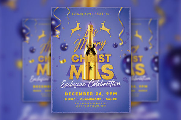 Purple and Golden Christmas Flyer Template FREE PSD