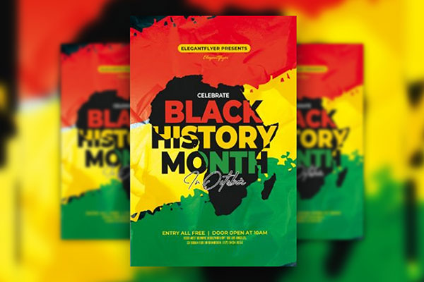 Red, Yellow, Green, Thematic Black History Month Poster Template FREE PSD