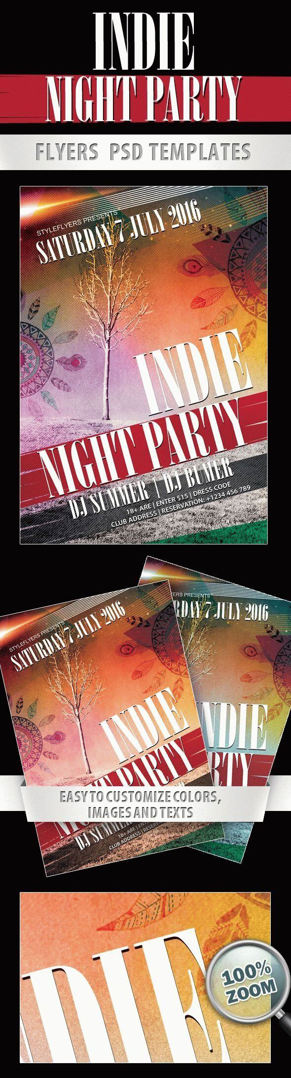 Retro and Classic Indie Night Party Flyer Template FREE PSD