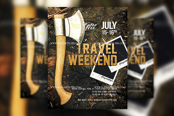 Retro Collage Travel Weekend Flyer and Facebook Cover Templates FREE PSD