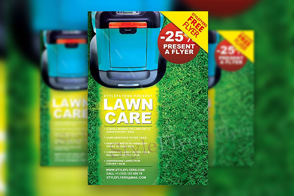 Simple Infographic Lawn Care Service Flyer Template FREE PSD