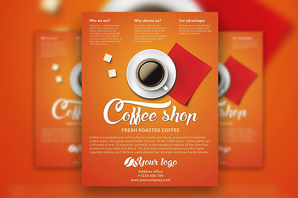 Simple Modern Coffee Shop Flyer and Facebook Cover Template FREE PSD