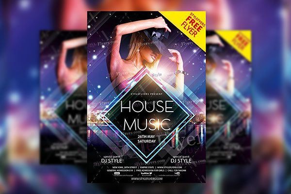 Sparkly Urban Music Party Flyer Template FREE PSD