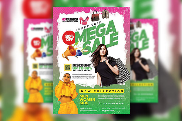 Splash Gradient Mega Sale Flyer Template FREE PSD
