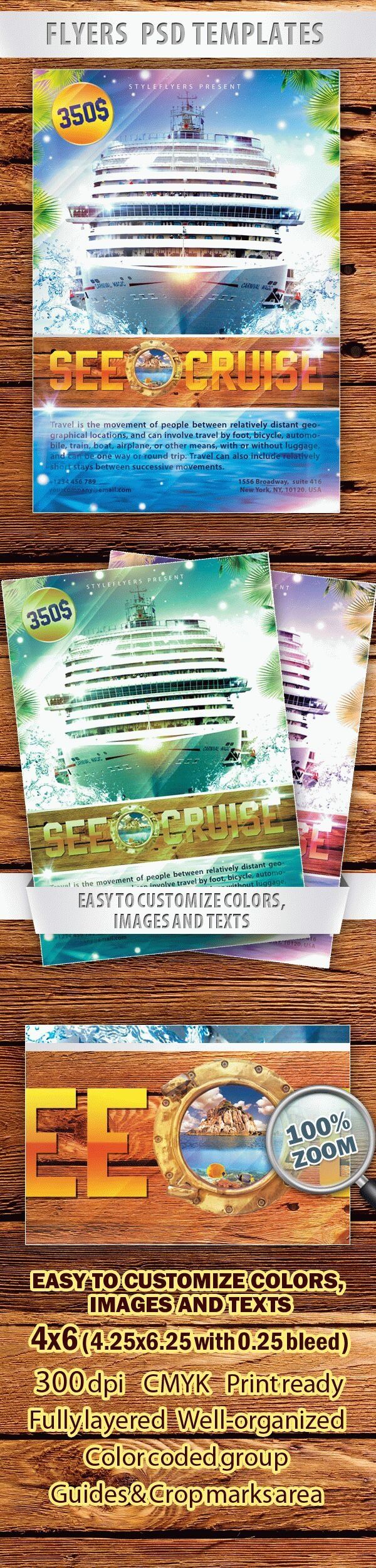 Splash Tropical Border Cruise Party Flyer Template FREE PSD