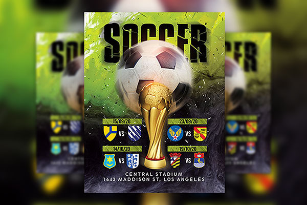 Sport Playful Soccer Match Flyer Template FREE PSD
