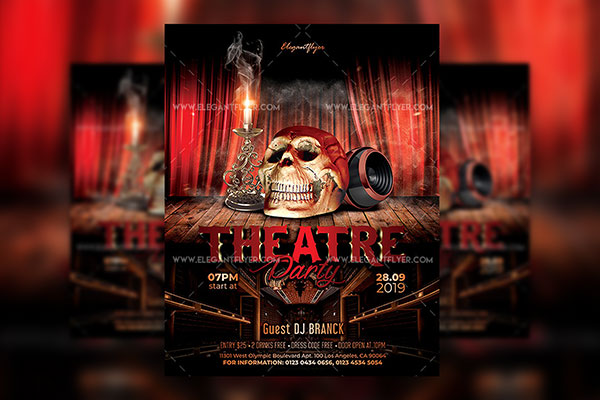 Thrilling, Skeletal, 3D Theatre/ Party Flyer and Facebook Cover Templates FREE PSD