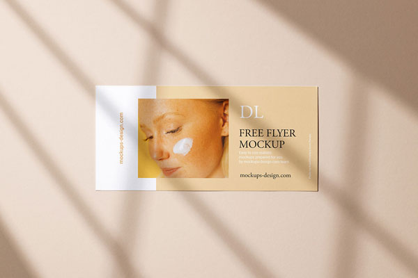 Top and Perspective of Two Horizontal DL Flyer Mockups FREE PSD