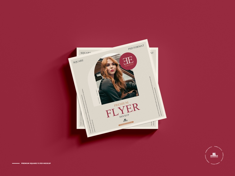 Top View Square Flyer Mockup FREE PSD