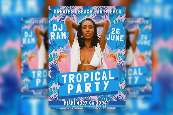 Tropical and Cartoon Party Flyer Template FREE PSD