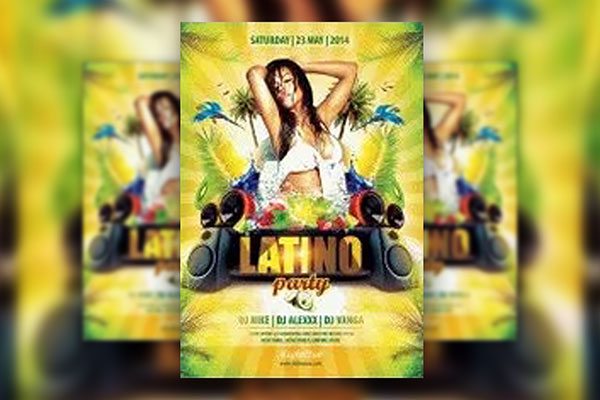 Tropical and Creative Latino Party Flyer Template FREE PSD