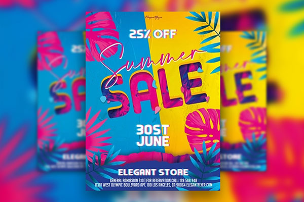 Tropical Colorful Summer Sale Flyer Template FREE PSD