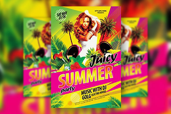Tropical Juicy Summer Paty Flyer Template FREE PSD