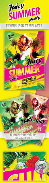 Tropical Juicy Summer Paty Flyer Template FREE PSD