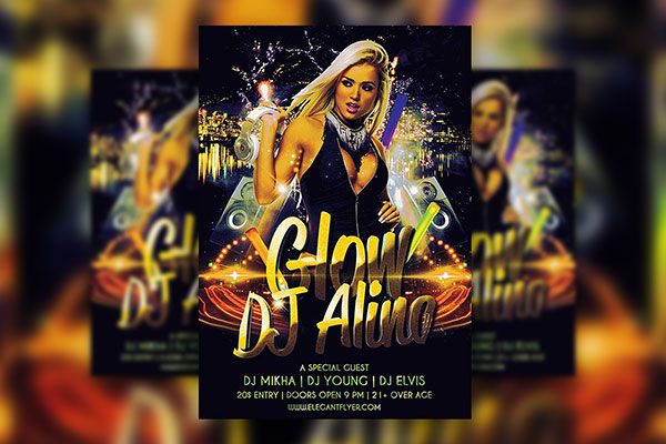 Urban Glitter DJ Party Flyer and Facebook Cover Template FREE PSD