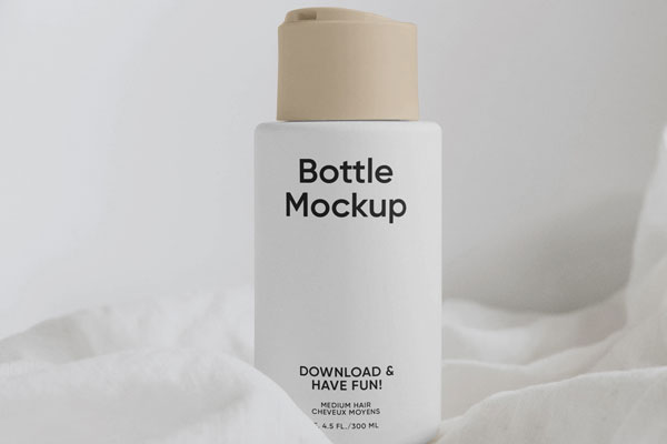 Vertical Cream Bottle on Fabrik Mockup FREE PSD
