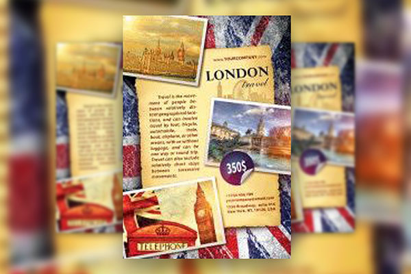 Vintage and Classic London Travel Flyer Template FREE PSD