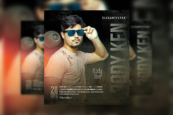 Vintage, Gradient DJ Party Flyer Template FREE PSD