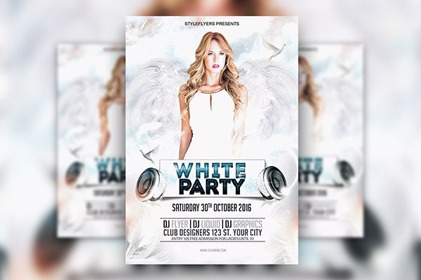 White Dreamy Nightclub Party Flyer Template FREE PSD