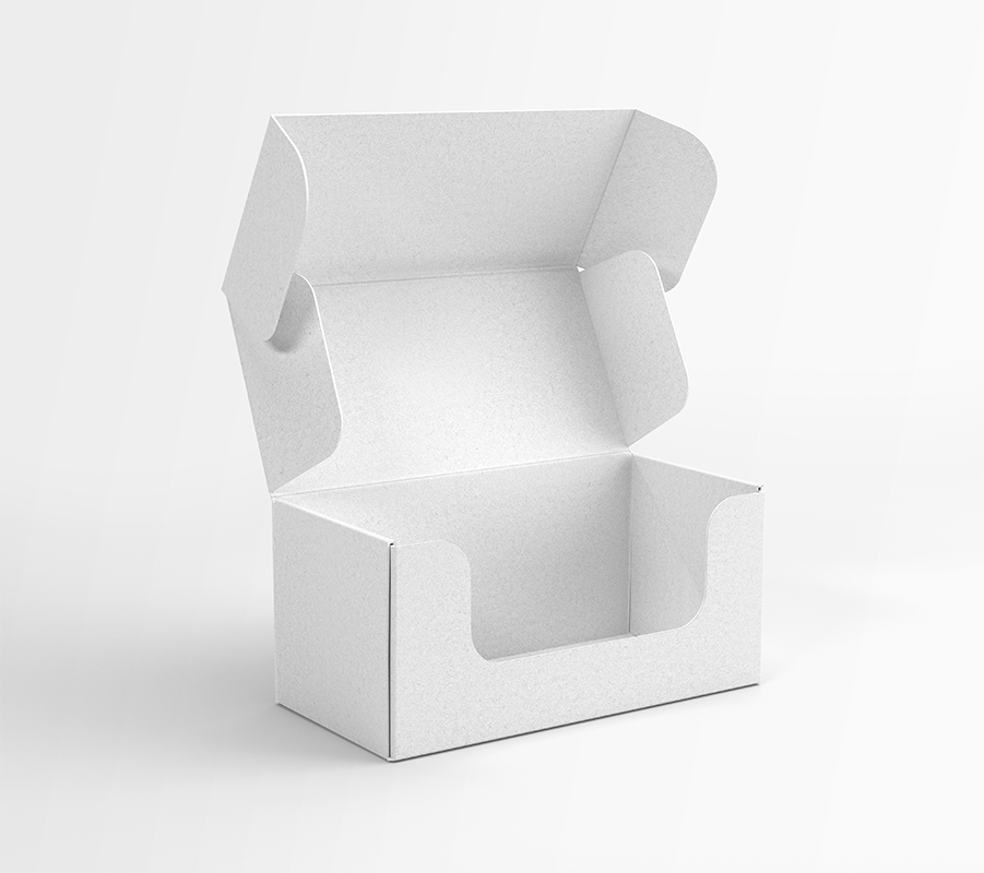 3/4 View of a Front Tuck Packaging Box Mockup FREE PSD