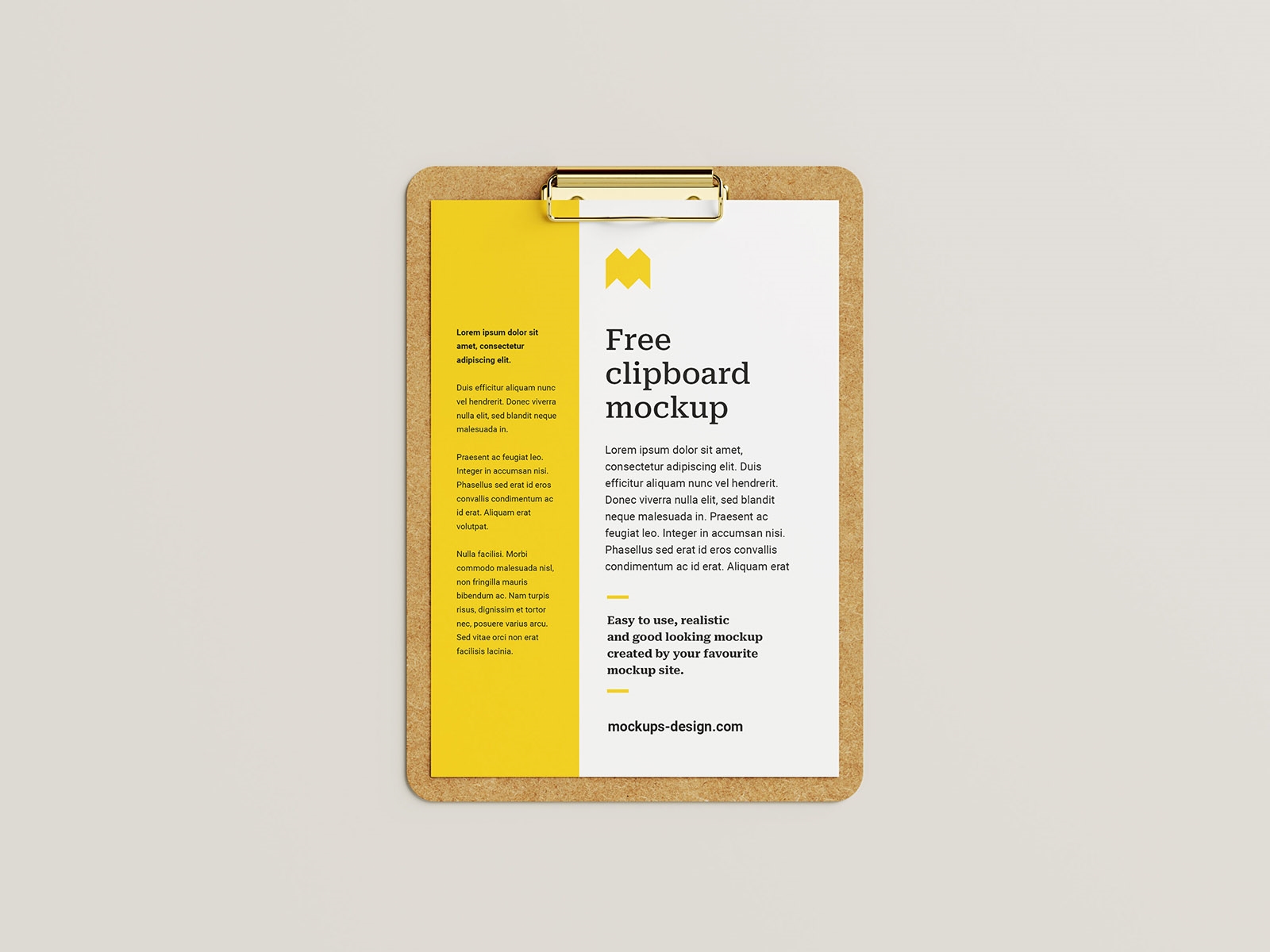 5 Clipboard Mockups Placed on a Plain Background in Different Angles FREE PSD