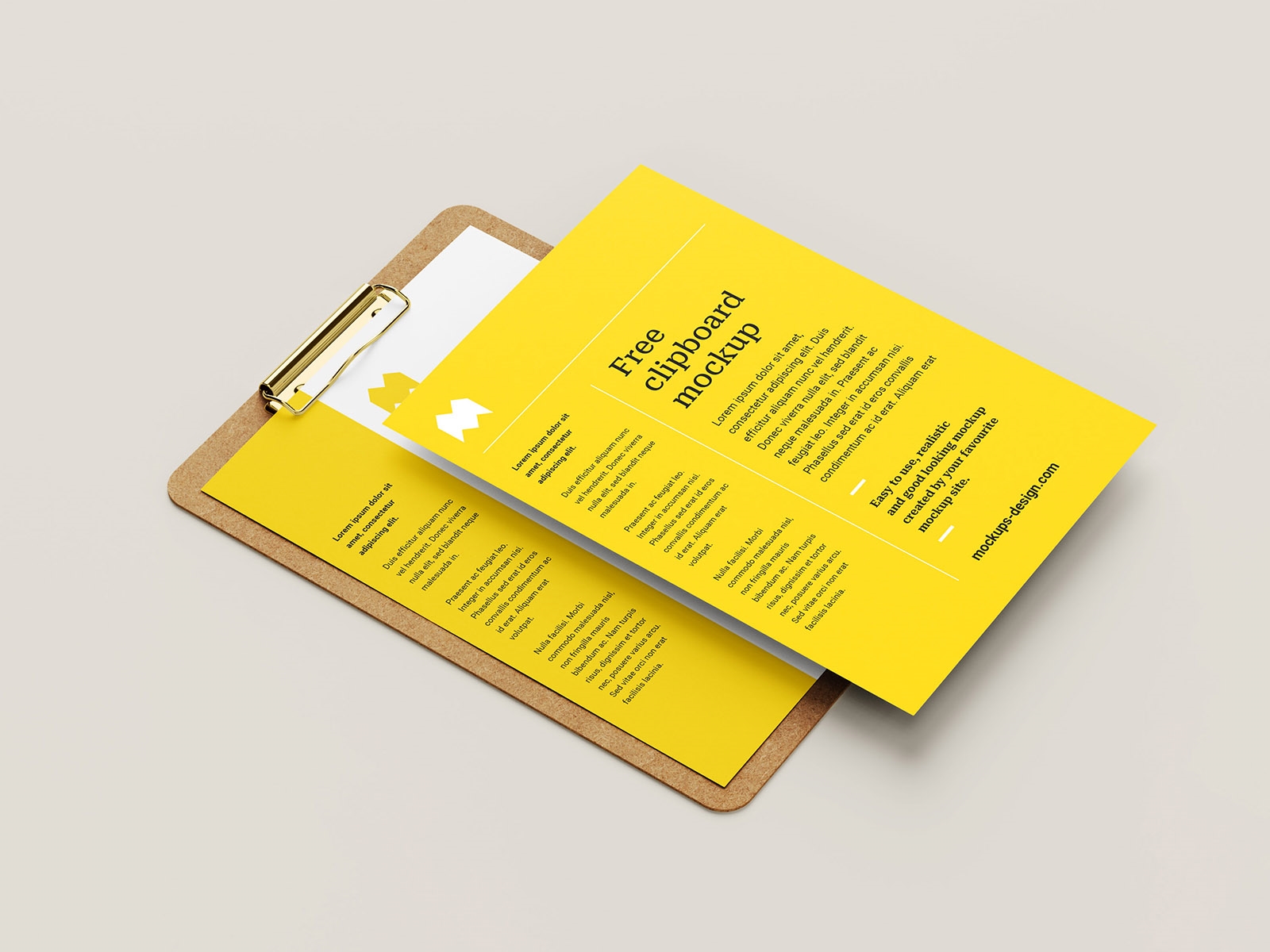 5 Clipboard Mockups Placed on a Plain Background in Different Angles FREE PSD