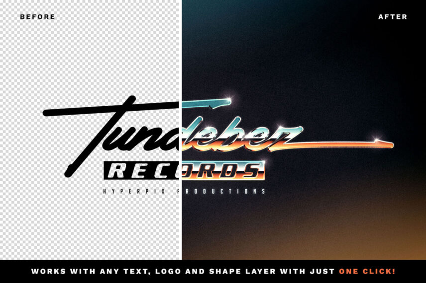 80s Chrome Text and Logo Effect FREE PSD