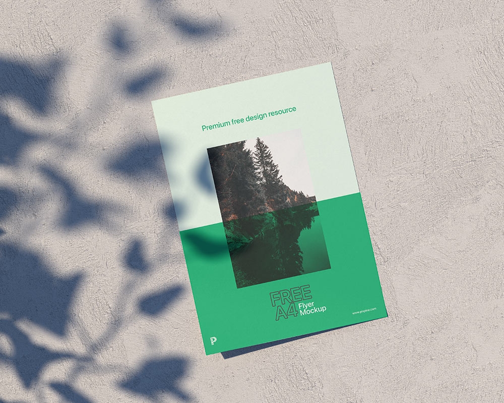 A4 Flyer on the Wall in Perspective Mockup FREE PSD
