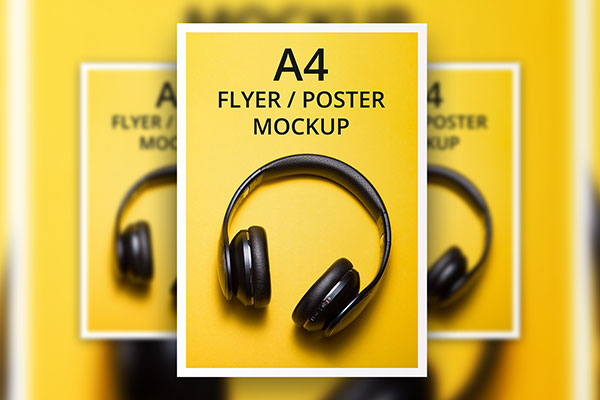 A4 Flyer Poster Mockup from a Top View FREE PSD