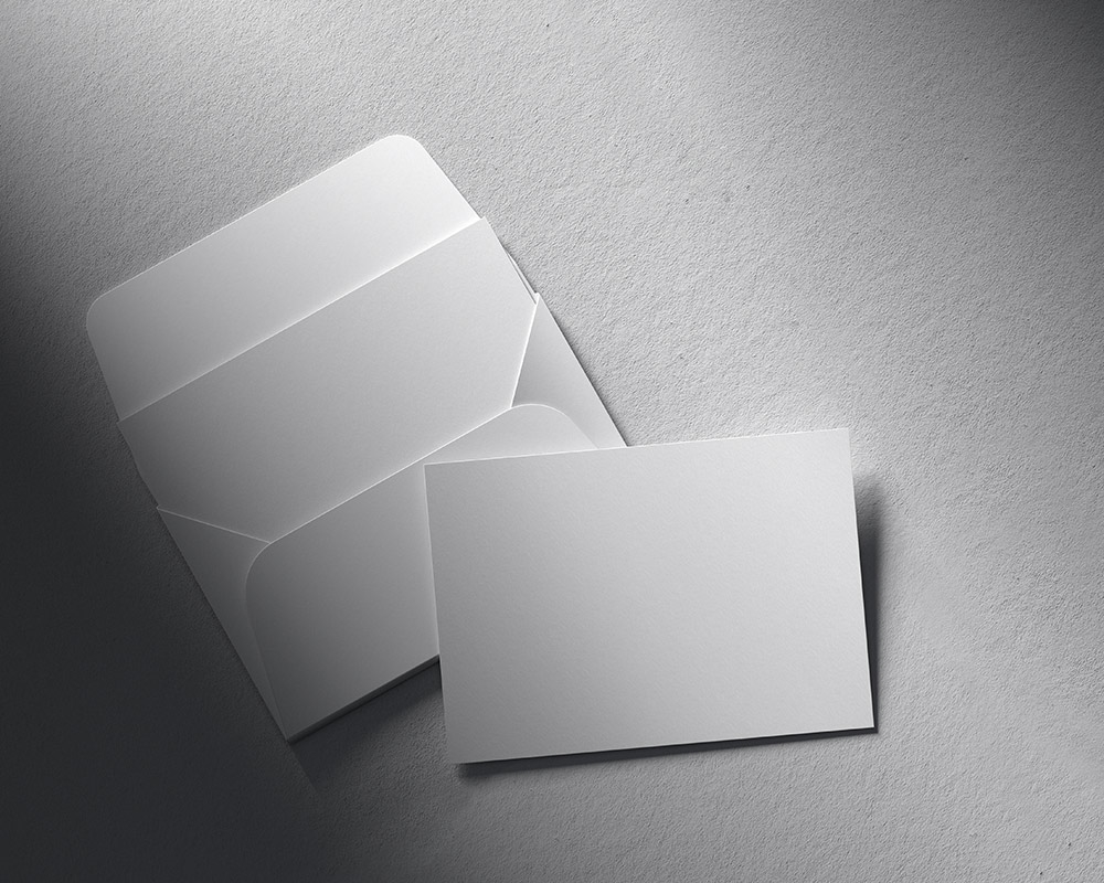 A5 Greeting Card Mockup Featuring the Envelope in Top View FREE PSD