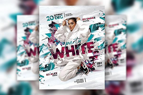 Abstract and White Party Flyer Template FREE PSD