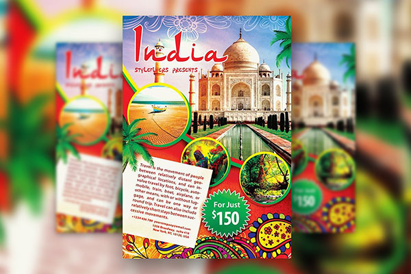 Abstract India Travel Flyer Template FREE PSD