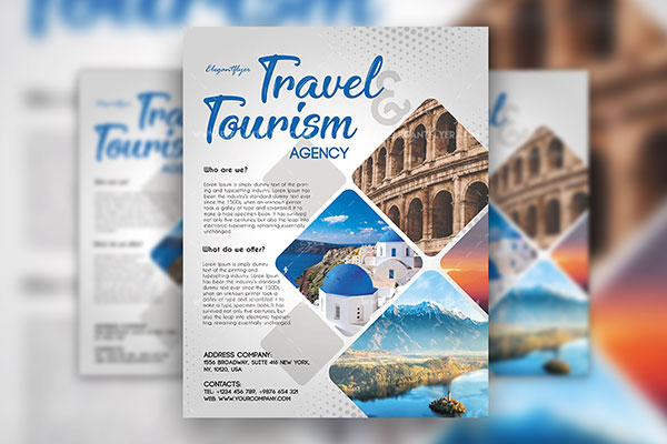 Abstract Modern Travel and Tourism Flyer and Facebook Cover Template FREE PSD