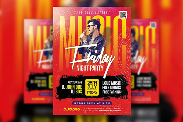 Abstract Night Club Friday DJ Party Flyer Template FREE PSD