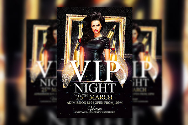 Black and Golden Club Party Flyer Template FREE PSD