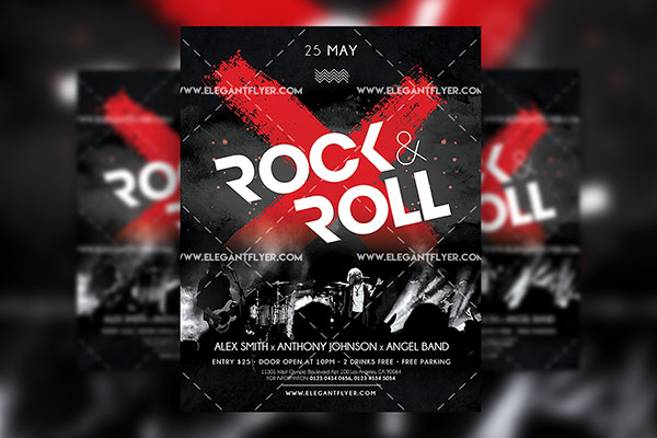 Black and Red Rock Music Event Flyer Template FREE PSD