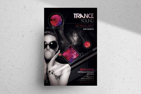 Black Geometric Club Party Flyer Template FREE PSD