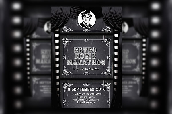 Vintage Retro Movie Flyer Template