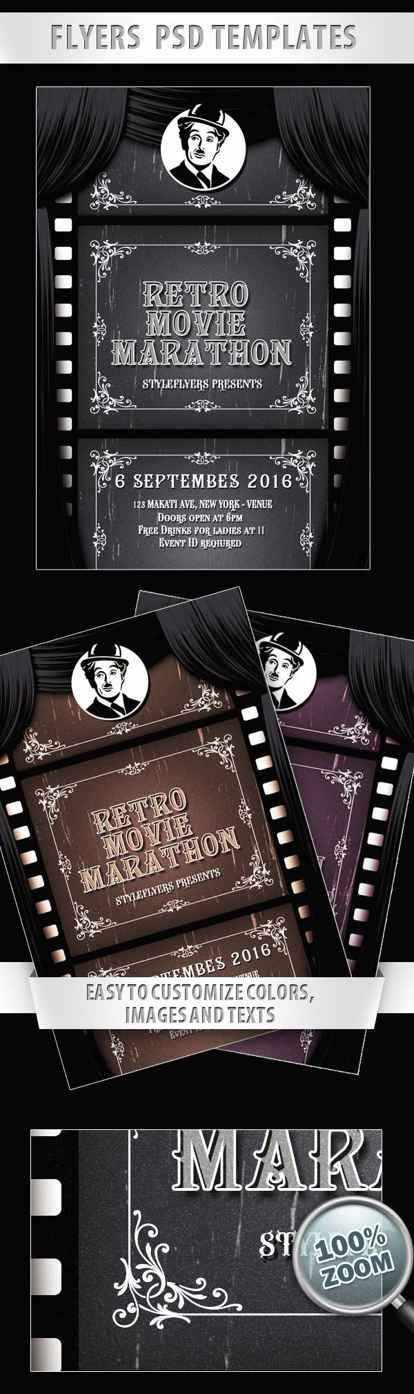 Vintage Retro Movie Flyer Template