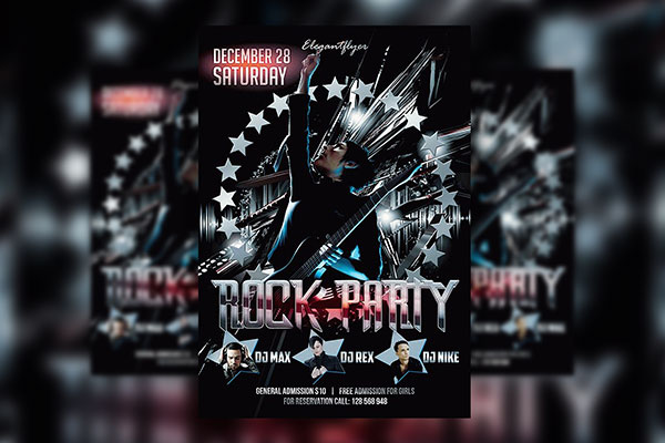 Black Rock Club Party Flyer Template FREE PSD