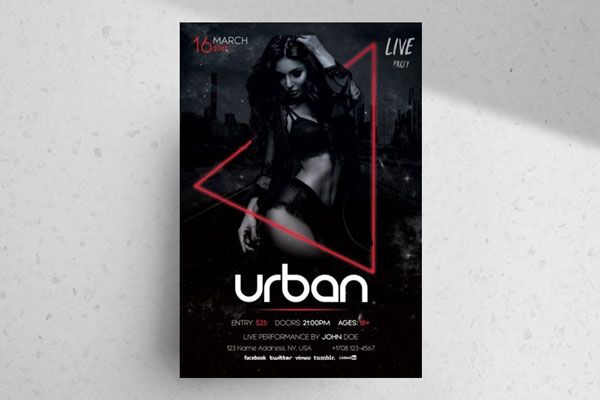 Black Urban Party Flyer Template FREE PSD