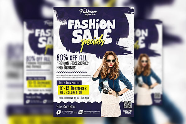 Blue and White Season Sale Flyer Template FREE PSD