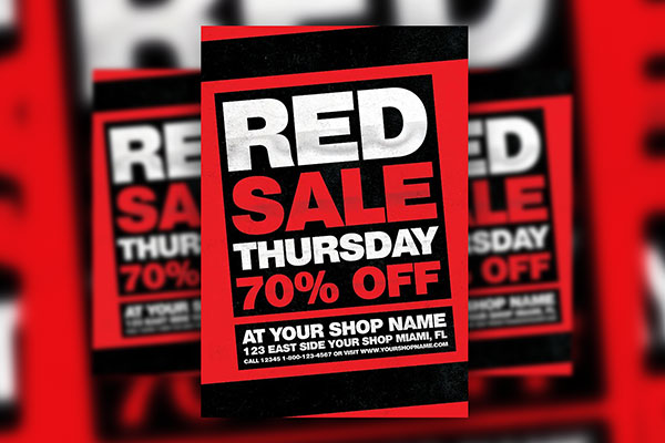 Bold Classic Red Thursday Sale Flyer Template FREE PSD