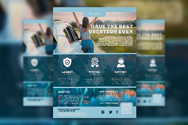 Classic Grid Travel Agency Flyer Template FREE PSD