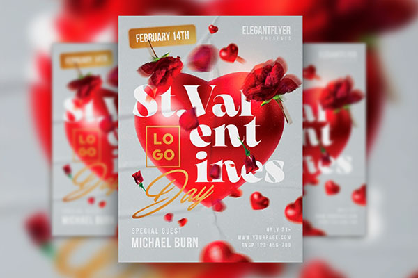 Classy Romantic Valentine's Day Party Event Flyer Template FREE PSD