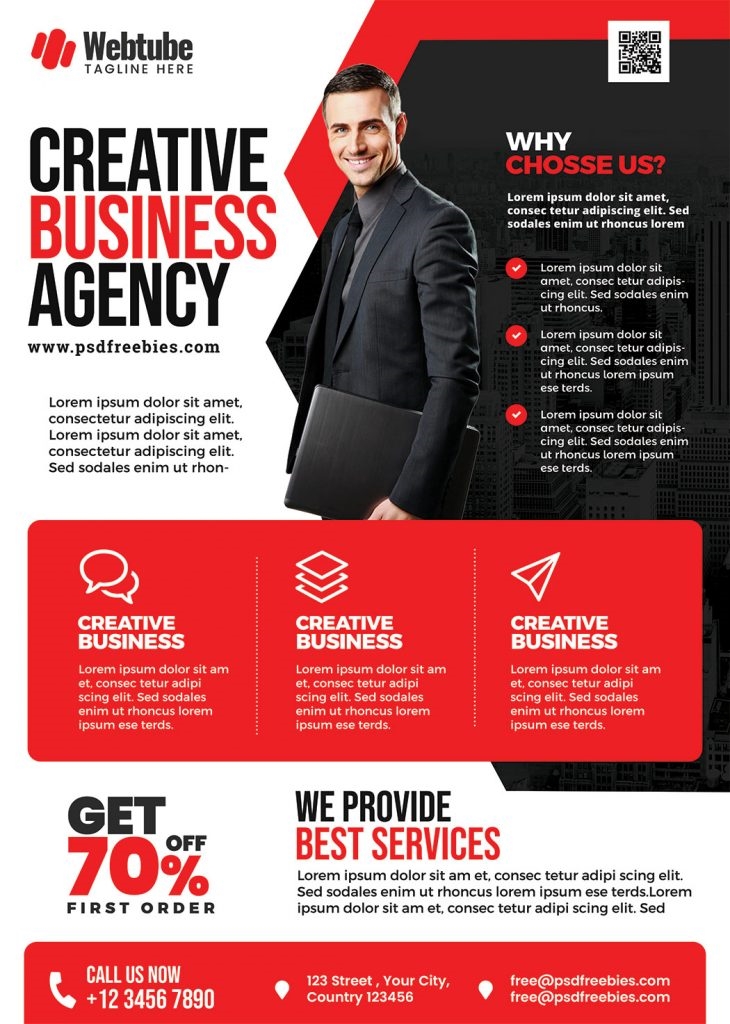 Clean Corporate Business Advertisement Flyer Template FREE PSD