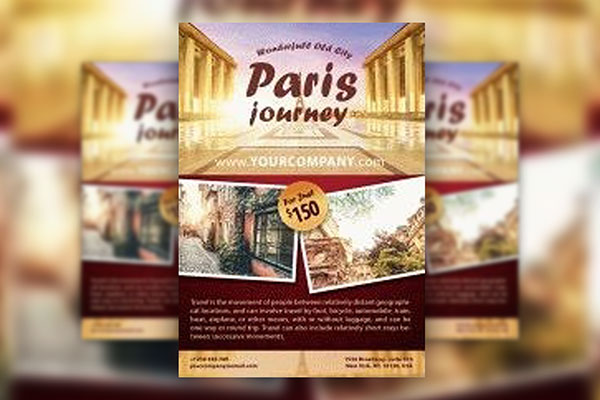 Collage Realistic Paris Journey Flyer Template FREE PSD