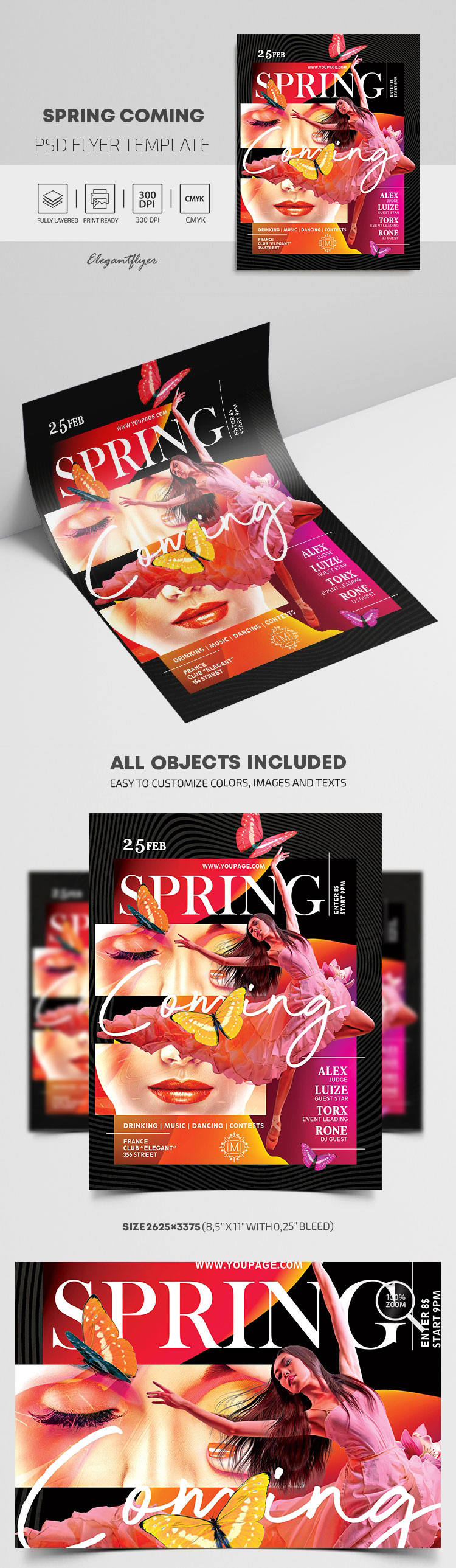 Colorful Feminine Spring Coming Flyer Template Free Download | Resource Boy