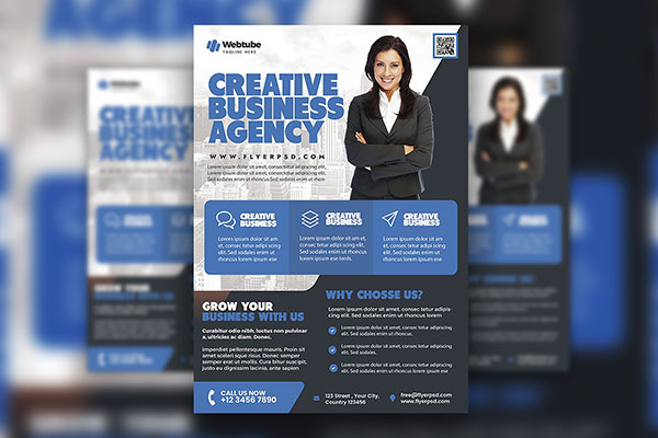 Corporate Grid Professional Business Flyer Template FREE PSD